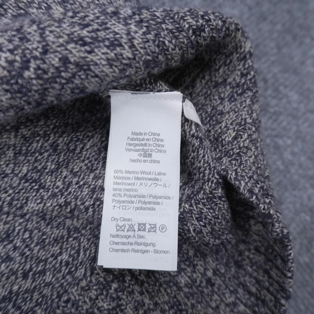 J.Crew Rugged Merino Sweater Mens XL Navy Marled Wool Blend Crewneck
